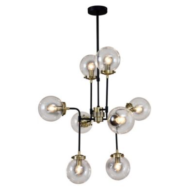 Italux Odelia - Suspension industrielle et rétro fixe bronze antique, noir 8 lumières avec abat-jour transparent, E14