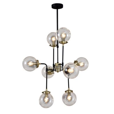 Italux Odelia - Suspension industrielle et rétro fixe bronze antique, noir 8 lumières avec abat-jour transparent, E14