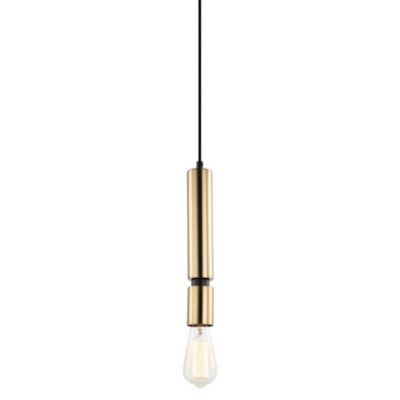 Italux Torla - Luminaire suspendu moderne noir à 1 lumière avec abat-jour en laiton, dimmable E27