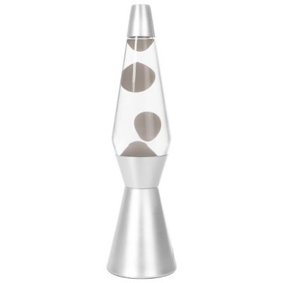 ITotal XL1785 Lampe à Lave 36 cm avec Base Argentée, Liquide Transparent et Cire Blanche