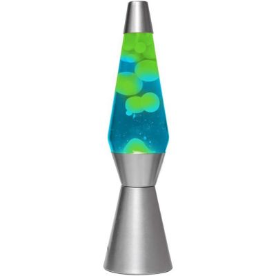 ITotal XL1787 Lampe à Lave 36 cm avec Base Argentée, Liquide Bleu et Cire Verte