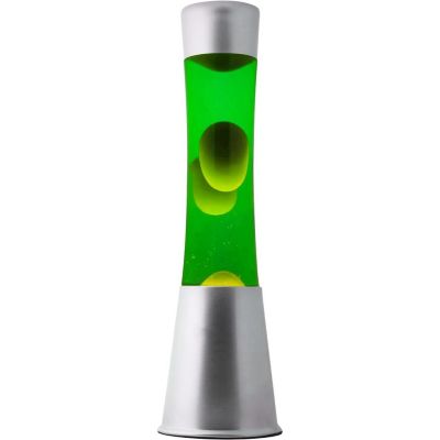 ITotal XL2346 Lampe à Lave 40 cm avec Base Argentée, Liquide Vert et Cire Jaune