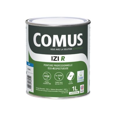 IZI R MAT 1L - Peinture en phase aqueuse finitions B éco-respectueuse à base de 50% de matières recyclées - COMUS