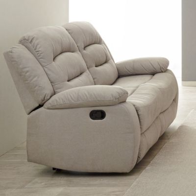 JANS - Canapé Relax Manuel 2 Places Tissu Beige
