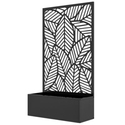 Jardinière avec treillis design feuillage