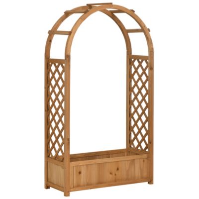 Jardinière avec treillis et arche bois sapin