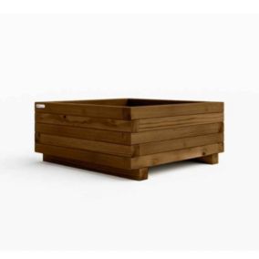 Jardinière Carrée En Bois Autoclave Verte 40x40x20 cm
