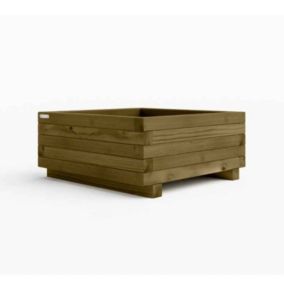 Jardinière Carrée En Bois Verte 30x20x20 cm