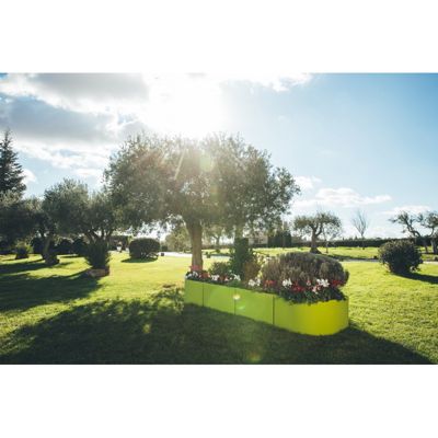 Jardinière d'angle au design moderne, 160x35 cm, H 50 cm, en polymère bronze résistant, pour intérieur et extérieur