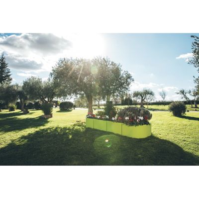 Jardinière d'angle au design moderne, 160x35 cm, H 50 cm, en polymère bronze résistant, pour intérieur et extérieur