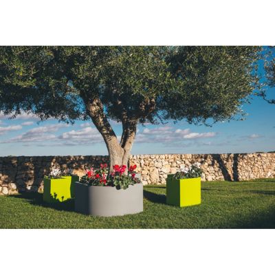 Jardinière d'angle au design moderne, 160x35 cm, H 50 cm, en polymère bronze résistant, pour intérieur et extérieur