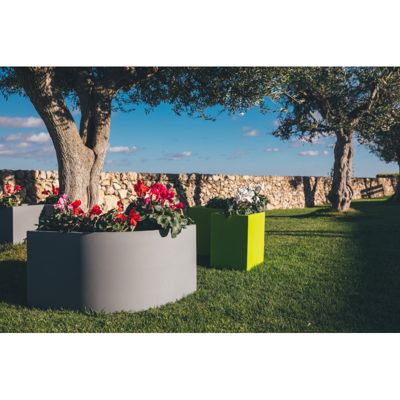 Jardinière d'angle au design moderne, 160x35 cm, H 50 cm, en polymère bronze résistant, pour intérieur et extérieur