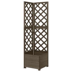 Jardinière d'angle en treillis 40 x bois gris Helloshop26