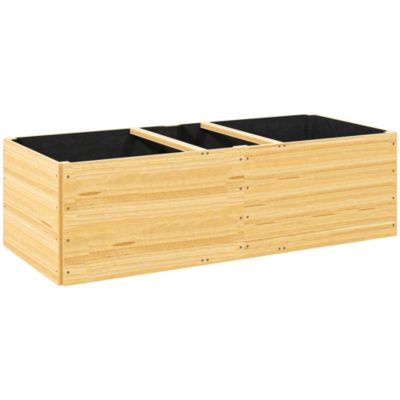 Jardinière en bois carré potager 3 compartiments 140 x 60 x 40cm