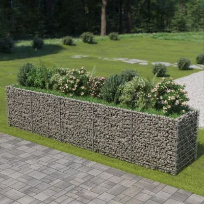 Jardinière en gabion rectangulaire VIDAXL - Acier galvanisé - 450x90x100 cm - Argent