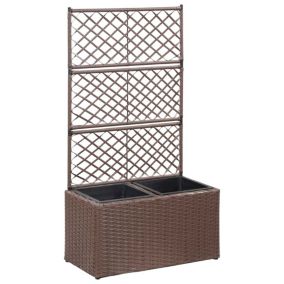 Jardinière lit sureleve plantes fleurs jardin resine marron Helloshop26