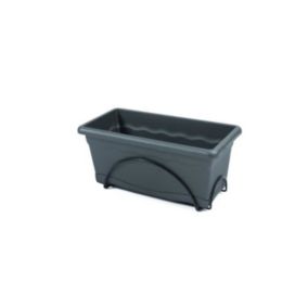 Jardinière PLASTIKEN 40x20cm avec plateau et support balcon - Anthracite