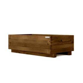 Jardinière rectangulaire en bois autoclave maron 60x20x20 cm