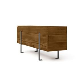 Jardinière rectangulaire surélevée en bois avec support en acier 100x50x46,5 cm. Brun