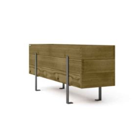 Jardinière rectangulaire surélevée en bois avec support en acier 100x50x46,5 cm. Vert