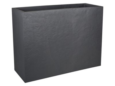 Jardinière rectangulaire Volcania effet pierre - 78,5 x 29,5 x 60 cm - 46 L - Gris anthracite - Eda