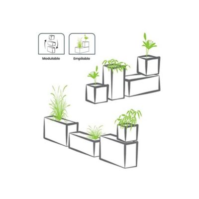 Jardinière Haute Osaka 48 L EDA - Zone De Rétention D'Eau, Pieds Avec Bouchons D'Évacuation, Barre Métallique Renfort - 77,1 X 37,6 X H.68 Cm - Gris Anthracite