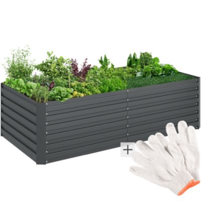 Jardinière Surélevée En Métal - 232 X 113,5 X 30 Cm - Acier Galvanisé, Robuste - Pour Légumes, Herbes, Fleurs - Terrasse, Jardin, Balcon - 7