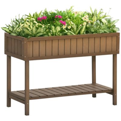 Jardinière sur pieds carré potager avec étagère 110 x 46 x 76 cm 8 compartiments & inserts d'irrigation bois