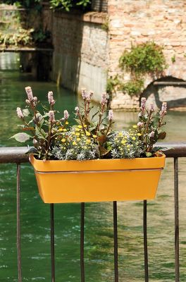 Jardinière à réserve d'eau plastique Deroma Like curry 49 x 28 x h.17 cm