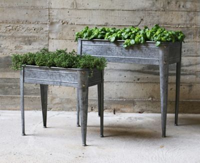 Jardinière en zinc gris 25 x 10 x h.40 cm