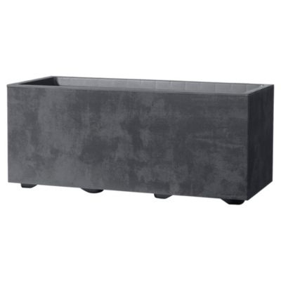 Jardinière muret plastique gris anthracite 59 x 25 cm avec réserve d'eau Deroma