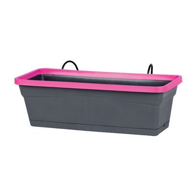 Jardinière + support Style 50 cm anthracite et fuchsia