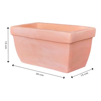 Jardinière terre cuite Blooma Mali effet blanchi 30 x 15 x h.15 cm