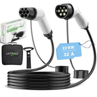 JATRHG câble de recharge 22kW / 32A triphasé, 10m, type 2 vers type 2, pour véhicules électriques et hybrides rechargeables