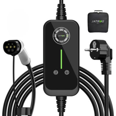 JATRHG P1 chargeur portable réglable de 3,6kW à 1,5kW / 16A à 8A monophasé, 5m, type 2, pour véhicules électriques
