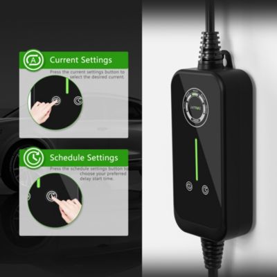 JATRHG P1 chargeur portable réglable de 3,6kW à 1,5kW / 16A à 8A monophasé, 5m, type 2, pour véhicules électriques