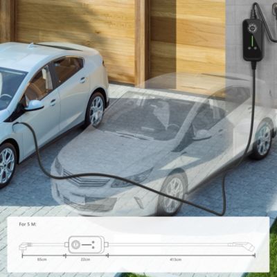 JATRHG P1 chargeur portable réglable de 3,6kW à 1,5kW / 16A à 8A monophasé, 5m, type 2, pour véhicules électriques