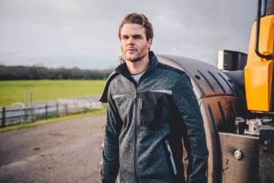 JCB D+IF Trade Essington II Full Zip Grey Marl Knitted Jumper Fleece L