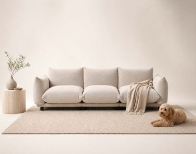 Jeanne - Canapé modulable 3 places en velours texturé - Best Mobilier