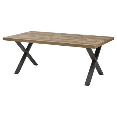JENNA - Ensemble Table 200cm + Buffet 4 Portes Aspect Bois et Métal