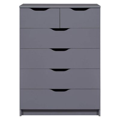 JENNY - Commode Haute 6 Tiroirs Coloris Anthracite