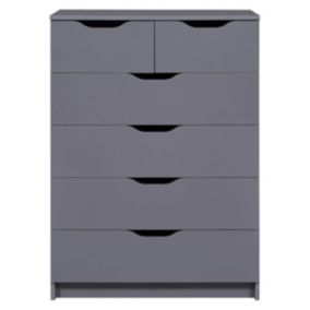 JENNY - Commode Haute 6 Tiroirs Coloris Anthracite