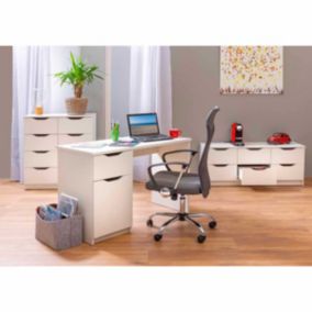 JENNY - Pack Bureau + 2 Meubles de Rangement + Fauteuil Techno