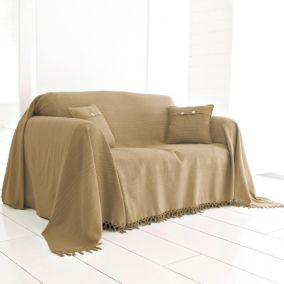 Jeté de canapé ORION 230x250 beige ficelle en coton
