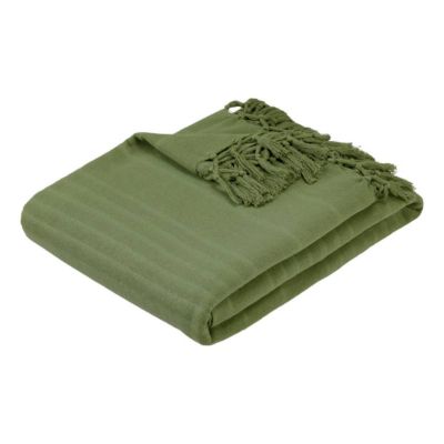 Jeté de lit Anjali 220x160 vert kaki en coton - Atmosphera