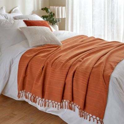 Jeté de lit Anjali 230x250 terracotta en coton - Atmosphera Créateur d'intérieur