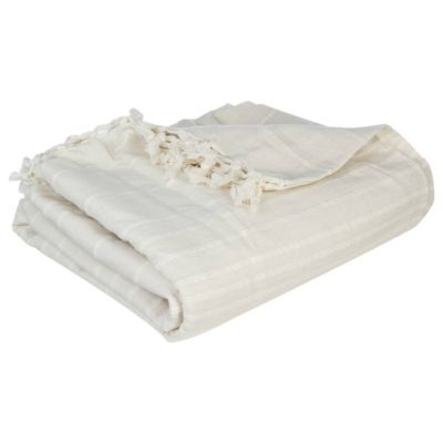 Jeté de lit "Anjali" en coton blanc ivoire 230x250cm - Atmosphera Créateur d'intérieur