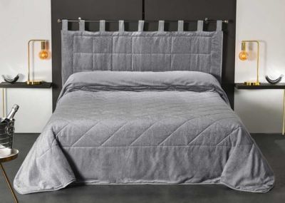 Jeté de lit aspect velours (180x240 cm - Gris clair)