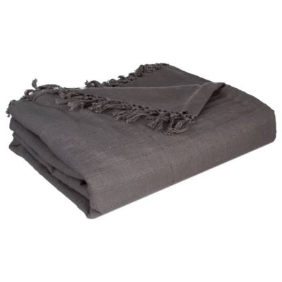 Jeté de lit coton gris 230x250cm - Atmosphera Créateur d'intérieur