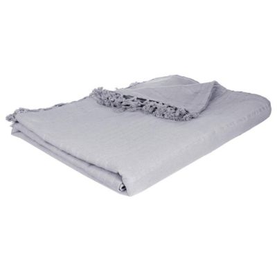 Atmosphera Jeté De Lit 100% Coton Gris Clair 160x220 Cm – Doux Et Élégant Pour Chambre Ou Canapé